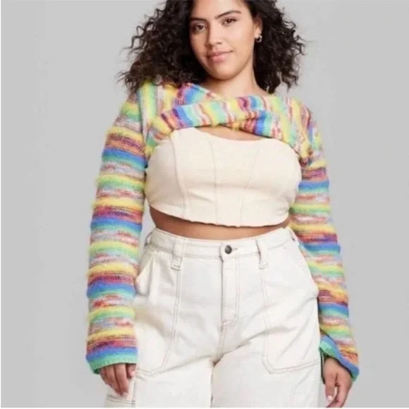 Wild Fable Multicolor Long Sleeve Party Shrug Sweater - Picture 1 of 7